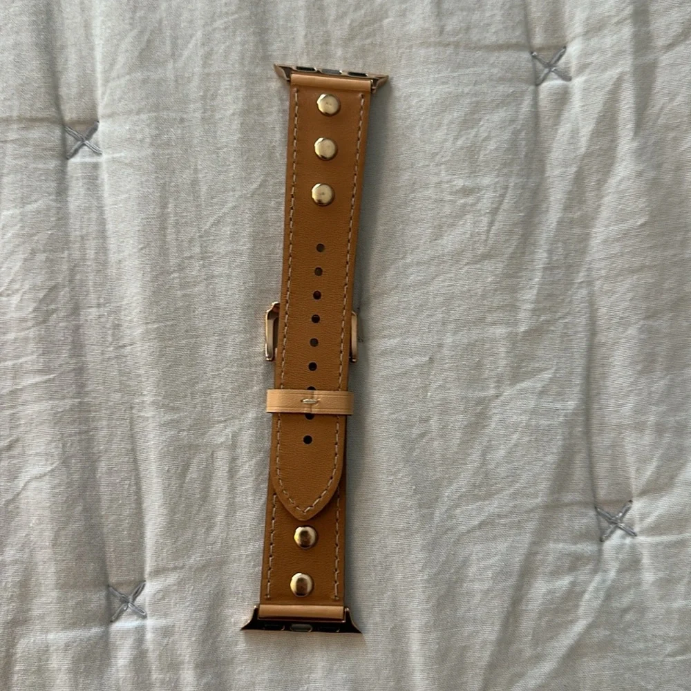 💙 5 for $20 - Tan Smart Watch Band with gold Buckle and accents
